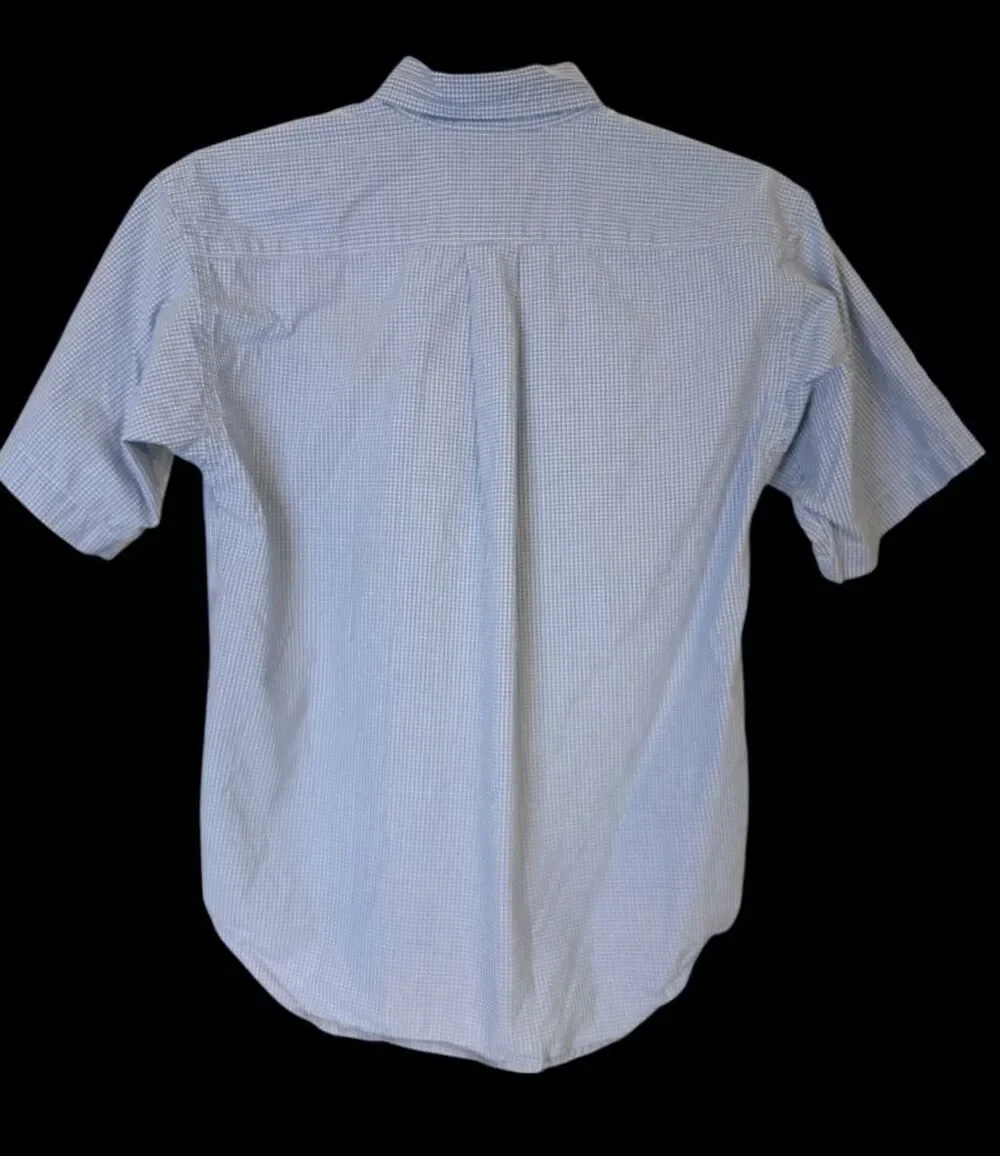 Ralph Lauren Boys Blue/White Gingham Check Button Down Shirt Medium Iconic Pony